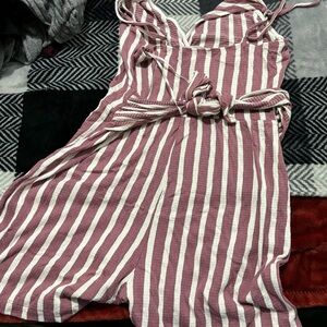 Love Tree Mauve and White Striped Jumpsuit